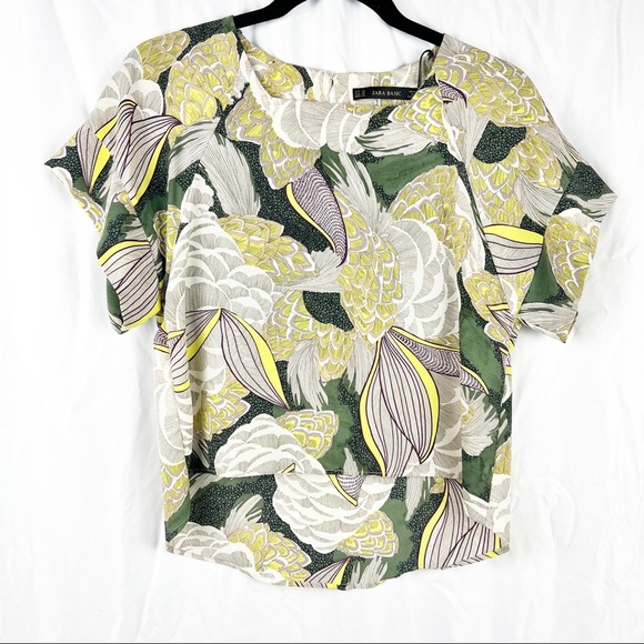 Zara Tops - Zara Boxy Top Green Floral